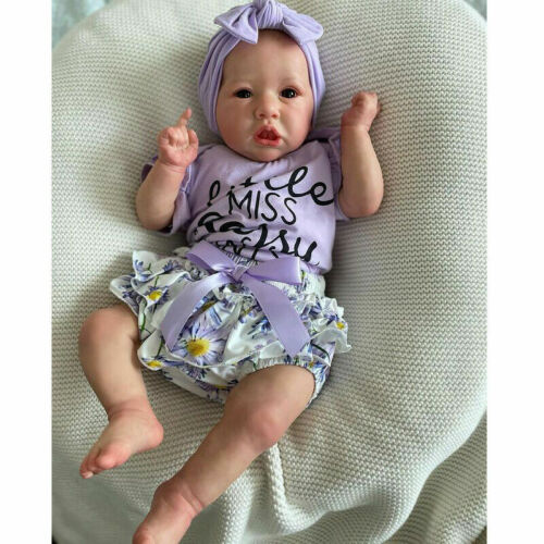 22'' Little Bald Holland With Blue Eyes, Lifelike Handmade Soft Body Toy, Weighted Reborn Baby Girl Toy