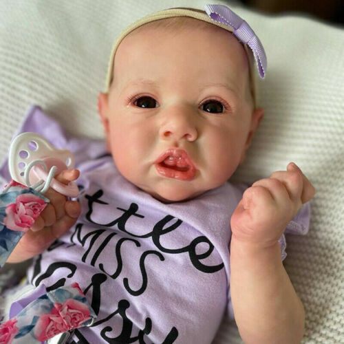 22'' Little Bald Holland With Blue Eyes, Lifelike Handmade Soft Body Toy, Weighted Reborn Baby Girl Toy