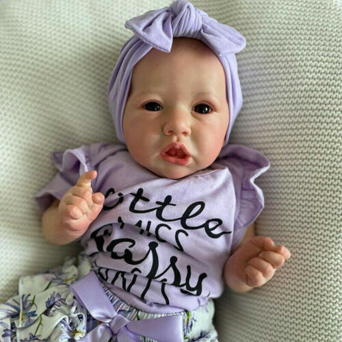 22'' Little Bald Holland With Blue Eyes, Lifelike Handmade Soft Body Toy, Weighted Reborn Baby Girl Toy